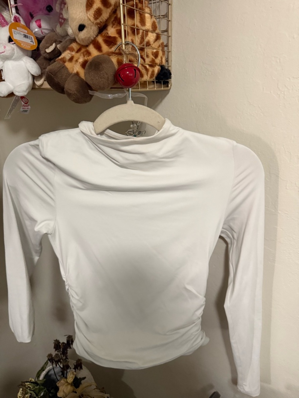 Aritzia White Long-Sleeve Mock Neck Top